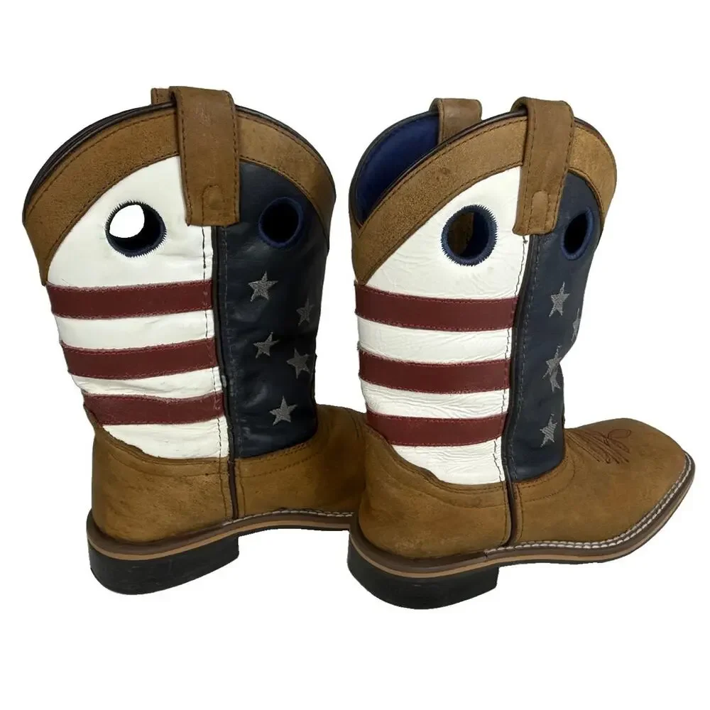 Cody James Kids USA Flag Cowboy Boots Size 2 D Square Toe Western Leather 43880
